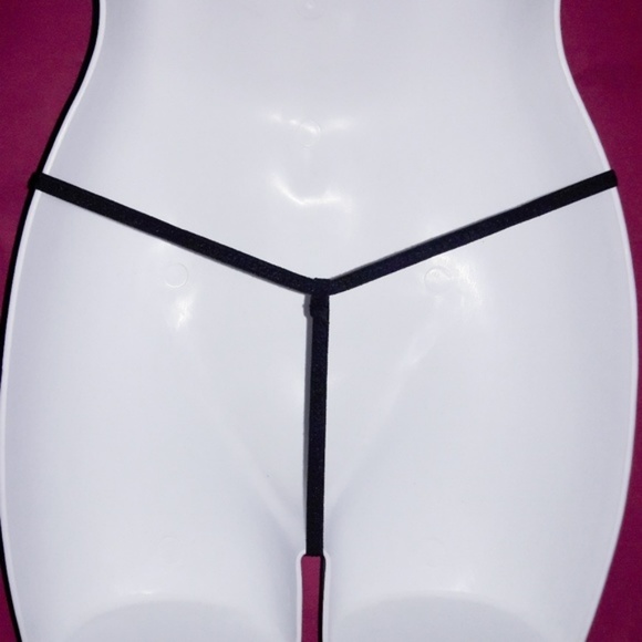 Black Sexy Rose Lace Garter Belt GString Panty Set - Picture 7 of 7